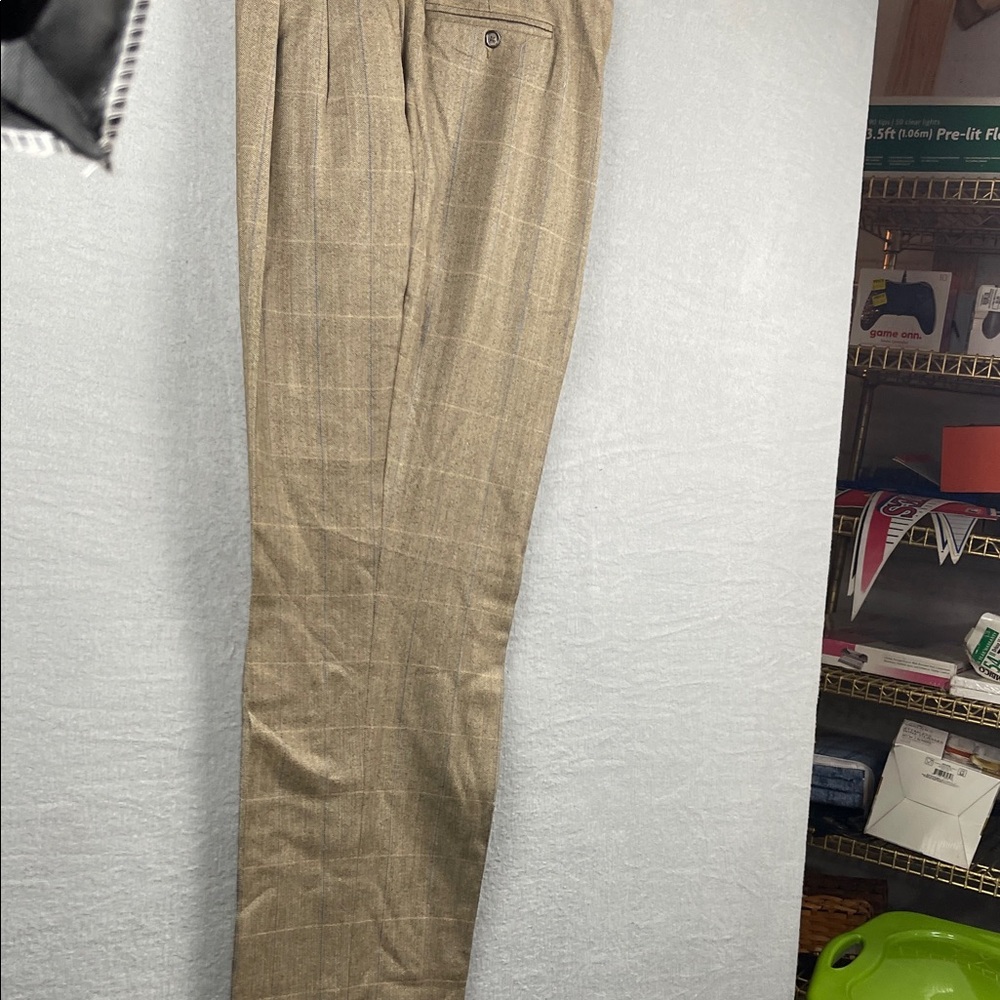 Men's Dress Pants in Light Brown Plaid